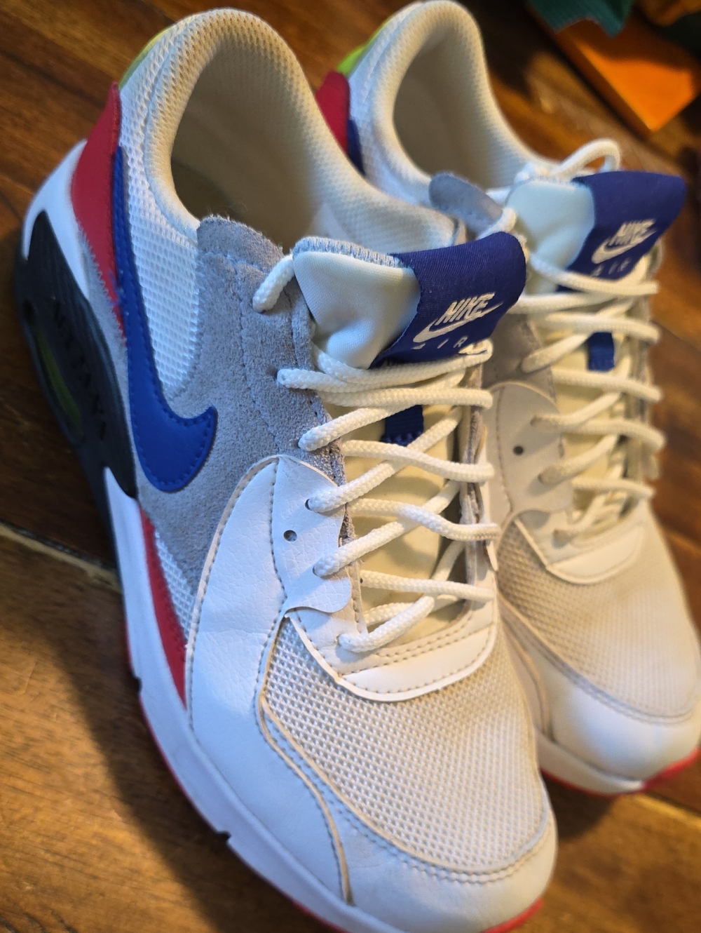 Nike Air Max Kids White Sneakers with Blue and Red Accents